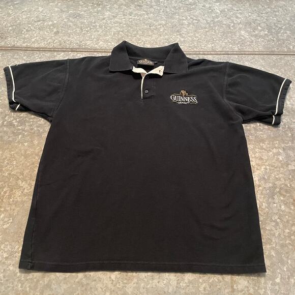 Guinness Is Great Draught Embroidered Polo Shirt Mens XL Black Classic Vintage - Picture 1 of 11